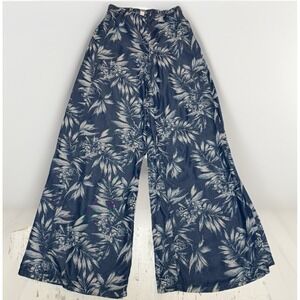New York & Company XS Pants Palm Hawaiian Wide Leg Split Palazzo Boho Beach